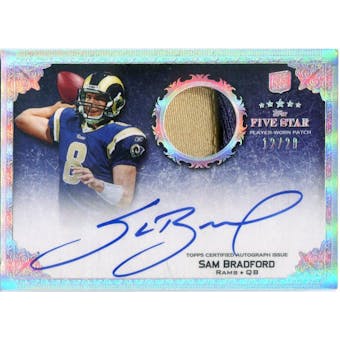2010 Topps Five Star Rookie Autographed Patch Platinum #170 Sam Bradford JSY Autograph #/20 (Reed Buy)
