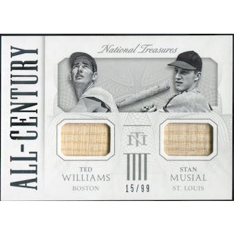 2015 Panini National Treasures All Century Materials Combos #3 Ted Williams/Stan Musial #/99 (Reed Buy)