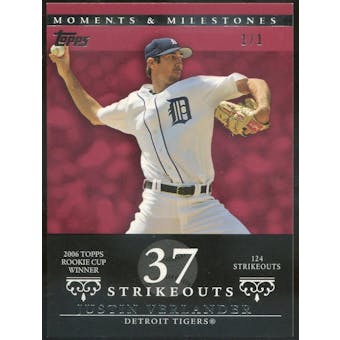 2007 Topps Moments and Milestones Red #64 Justin Verlander 1/1 (Reed Buy)