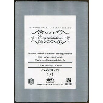 2008 Leaf Certified Materials Printing Plates Cyan #4 Edgerrin James 1/1 (Reed Buy)