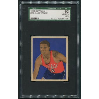 1948 Bowman Basketball #20 Ellis Gene Vance SGC 92 (NM-MT+ 8.5)