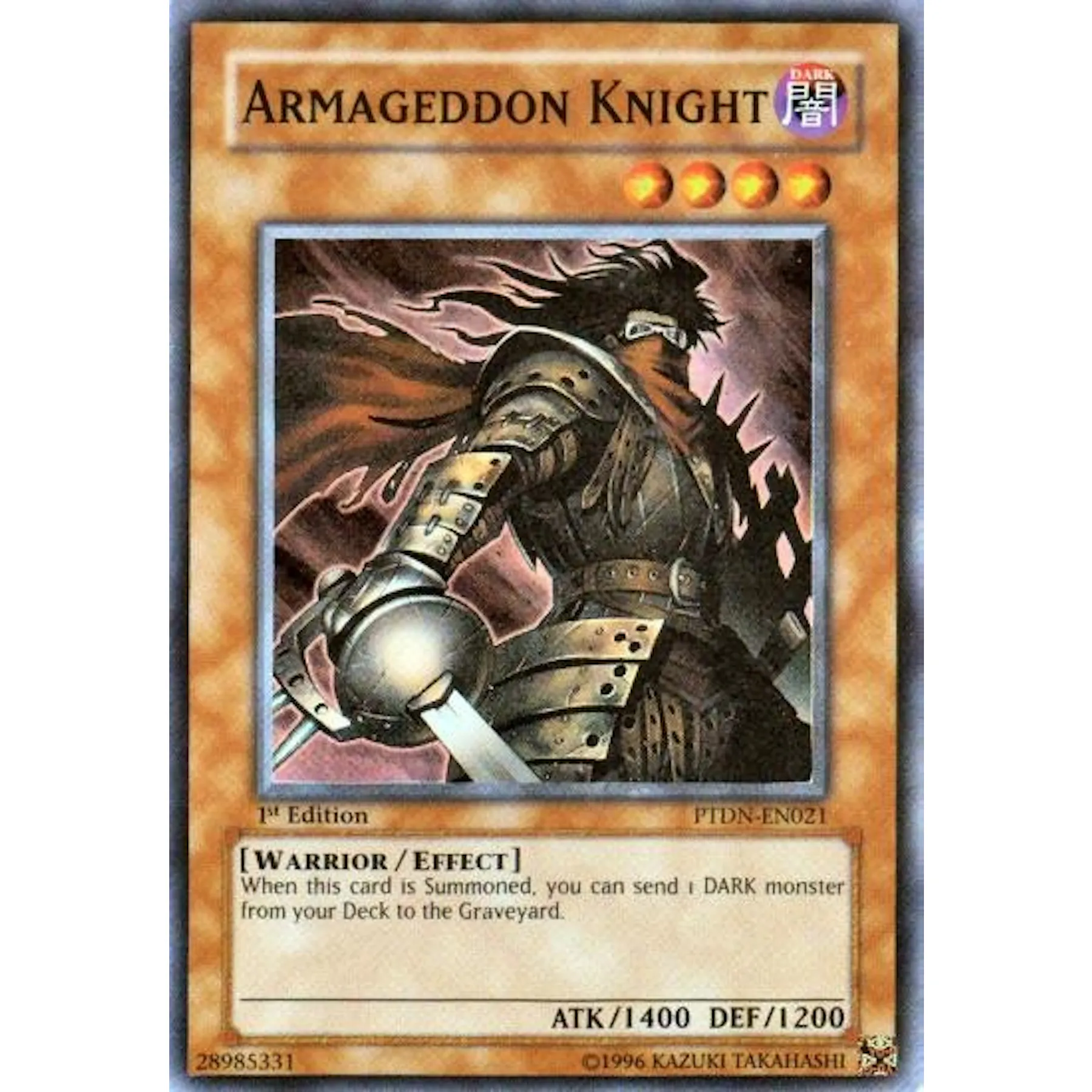 dark knight yugioh card man from nowhere Deckboosters : THSF-EN035 Unlimited Ed Armageddon Super Rare Monsters your opponent controls lose ATK equal to the total original ATK of the materials used for this cards Fusion Summon Darklords Are Finally Broken #yugioh