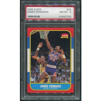 1986/87 Fleer Basketball #29 James Edwards PSA 8 (NM-MT)