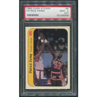 1986/87 Fleer Basketball #6 Patrick Ewing Rookie Sticker PSA 9 (MINT) (ST)