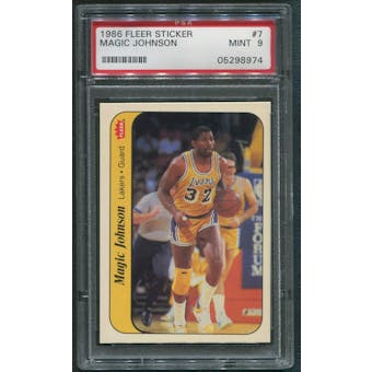 1986/87 Fleer Basketball #7 Magic Johnson Sticker PSA 9 (MINT)