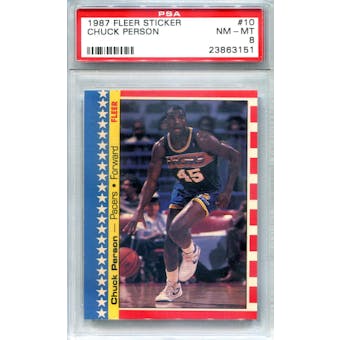 1987/88 Fleer Stickers #10 Chuck Person PSA 8 *3151 (Reed Buy)