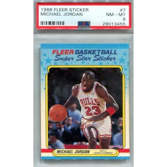 1988/89 Fleer Stickers #7 Michael Jordan PSA 8 *3455 (Reed Buy)