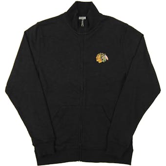 Chicago Blackhawks Level Wear Topsail Black Full Zip Lightweight Fleece (Adult X-Large)