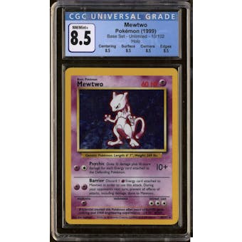 Pokemon Base Set Unlimited Mewtwo 10/102 CGC 8.5 Quad