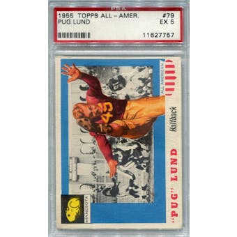 1955 Topps All-American #79 Pug Lund RC PSA 5 *7757 (Reed Buy)