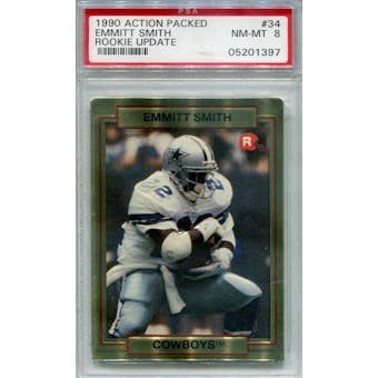 1990 Action Packed Rookie Update #34 Emmitt Smith  RC PSA 8 *1397 (Reed Buy)
