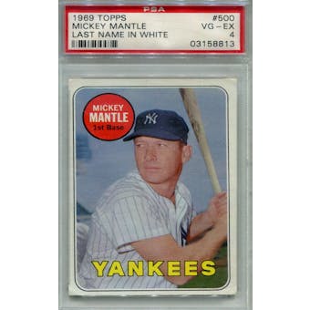 1969 Topps #500 Mickey Mantle White Letter PSA 4 *8813 (Reed Buy)