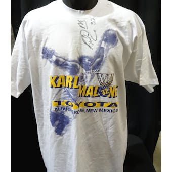 Karl Malone Autographed Toyota Dealership T-Shirt JSA KK52066 (Reed Buy)