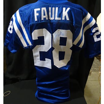 Marshall Faulk Indianapolis Colts Auto NFL 75th Authentic Throwback Jersey JSA KK52008 (Reed Buy)