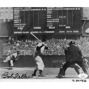 Bob Feller Cleveland Indians Autographed 8x10 Photo (4/30/46) JSA KK52839 (Reed Buy)