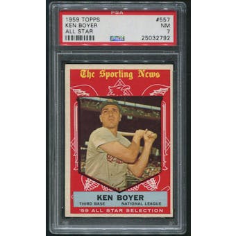 1959 Topps Baseball #557 Ken Boyer All Star PSA 7 (NM)