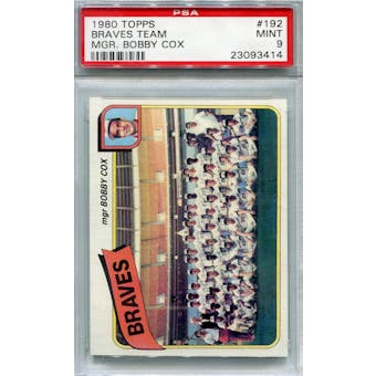 1980 Topps #192 Braves Team Bobby Cox PSA 9 *3414 (Reed Buy)