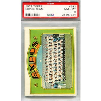 1972 Topps #582 Expos Team PSA 8 *7324 (Reed Buy)