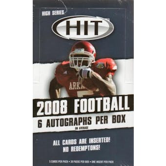 2008 Sage Hit Football High Series Hobby Box