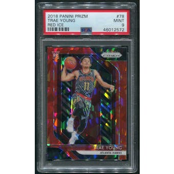 2018/19 Panini Prizm #78 Trae Young Rookie Prizms Red Ice PSA 9 (MINT)