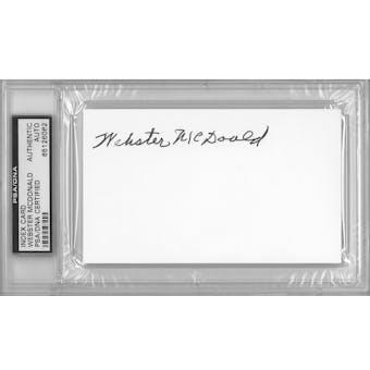 Webster McDonald Autographed Index Card (PSA) *6062