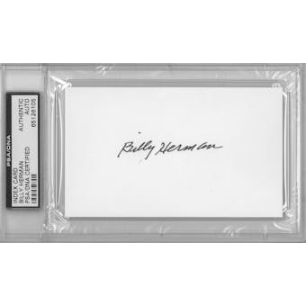 Billy Herman Autographed Index Card (PSA) *6105