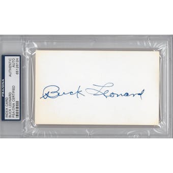 Buck Leonard Autographed Index Card (PSA) *6124