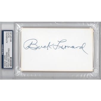 Buck Leonard Autographed Index Card (PSA) *6125