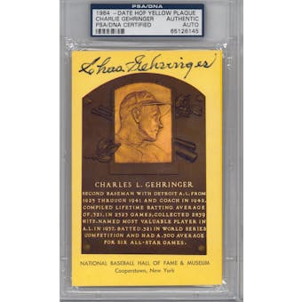 Charlie "Chas" Gehringer Autographed HOF Plaque (PSA)