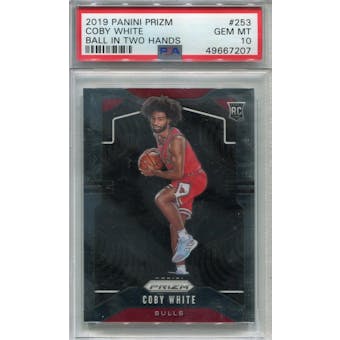 2019/20 Panini Prizm #253 Coby White RC Ball In Two Hands PSA 10 *7207 (Reed Buy)