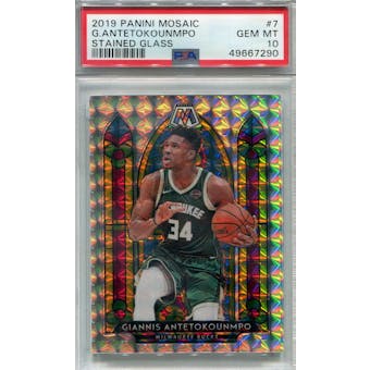 2019/20 Panini Mosaic Stained Glass #7 Giannis Antetokounmpo PSA 10 *7290 (Reed Buy)