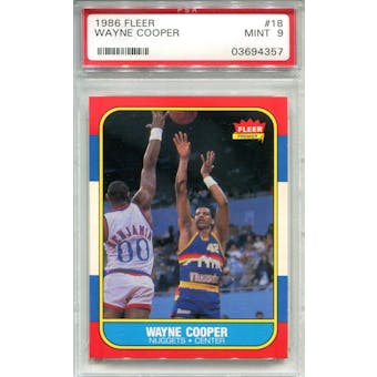 1986/87 Fleer Basketball #18 Wayne Cooper PSA 9 (Mint) *4357 (Reed Buy)