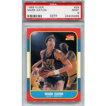 1986/87 Fleer Basketball #28 Mark Eaton RC PSA 9 (Mint) *5968 (Reed Buy)
