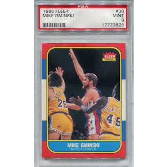 1986/87 Fleer Basketball #38 Mike Gminski PSA 9 (Mint) *3825 (Reed Buy)