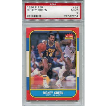 1986/87 Fleer Basketball #39 Rickey Green PSA 9 (Mint) *2704 (Reed Buy)