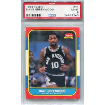 1986/87 Fleer Basketball #41 David Greenwood PSA 9 (Mint) *7240 (Reed Buy)