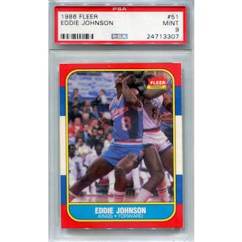 1986/87 Fleer Basketball #51 Eddie Johnson RC PSA 9 (Mint) *3307 (Reed Buy)