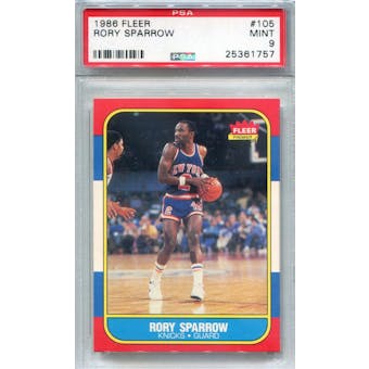 1986/87 Fleer Basketball #105 Rory Sparrow PSA 9 (Mint) *1757 (Reed Buy)
