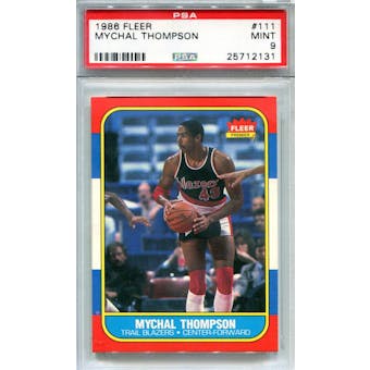 1986/87 Fleer Basketball #111 Mychal Thompson PSA 9 (Mint) *2131 (Reed Buy)