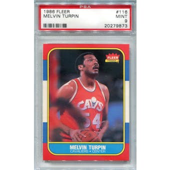 1986/87 Fleer Basketball #116 Mel Turpin PSA 9 (Mint) *9873 (Reed Buy)