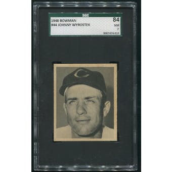 1948 Bowman Baseball #44 Johnny Wyrostek Rookie SGC 84 (NM 7)