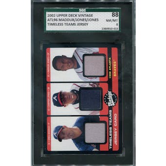 2002 Upper Deck Vintage Timeless Teams Game Jersey Combos #ATL Maddux/Chipper/Andruw SGC 88 *0015 (Reed Buy)
