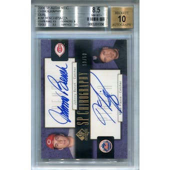 2004 SP Authentic Chirography Dual #JM Johnny Bench/Mike Piazza #/50 BGS 8.5 Auto 10 *1334 (Reed Buy)