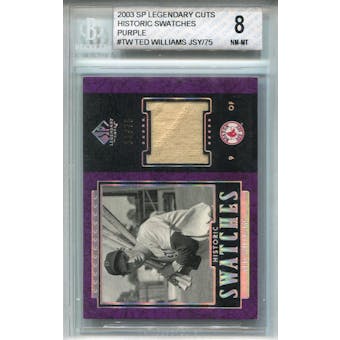 2003 SP Legendary Cuts Historic Swatches Purple #TW Ted Williams Jersey #/75 BGS 8 *3768 (Reed Buy)
