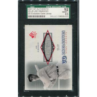 2001 SP Authentic UD Exclusives Game Jersey #JD Joe DiMaggio SGC 92 *9023 (Reed Buy)