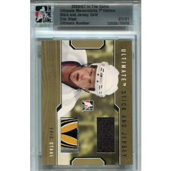 2006/07 In The Game Ultimate Mem 7th Ed. Stick and Jersey Gold Eric Staal Ultimate Number 1/1 (Reed Buy)