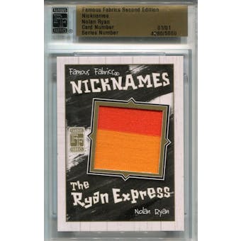 2010 Famous Fabrics Nicknames Nolan Ryan Jersey 1/1 (Reed Buy)