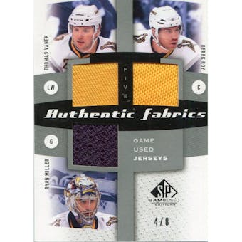 2010/11 SP Game Used Authentic Fabrics Fives #AF5BUF Vanek/Roy/Pominville/Miller/Myers #/8 (Reed Buy)