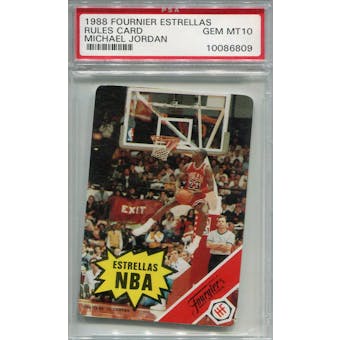 1988 Fournier Estrellas Rules Card Michael Jordan PSA 10 *6809 (Reed Buy)