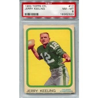 1963 Topps CFL #17 Jerry Keeling (Tulsa) PSA 8 *2323 (Reed Buy)